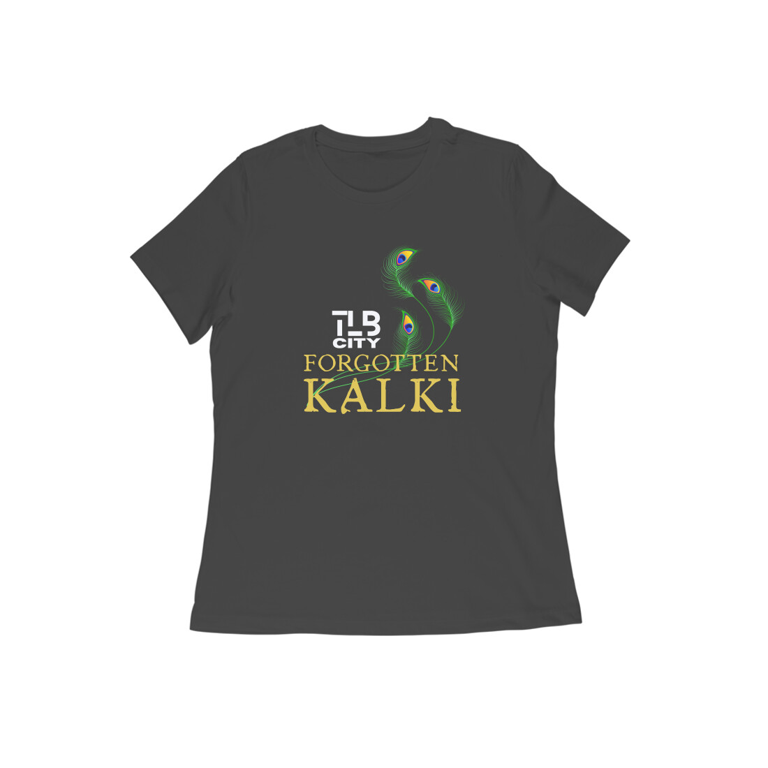 Black L Women Round T-shirt